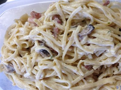 P&#226;tes carbonara aux champignons de Jos&#233;e di Stasio