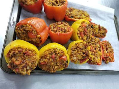 Poivrons farcis aux lentilles et tomates s&#233;ch&#233;es