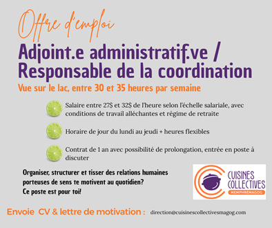 Offre d'emploi - Adjoint.e administratif.ve / responsable de la coordination